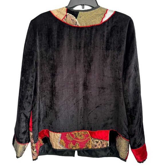 Vintage Allure Patchwork Blazer Jacket Size M Black Multi Long Sleeves Blazer - Picture 8 of 12